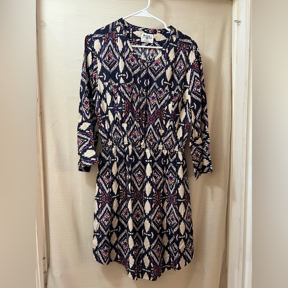 Holding Horses Dress with Red and Purple Abstract Print Size 10 Bohemian Vibe
